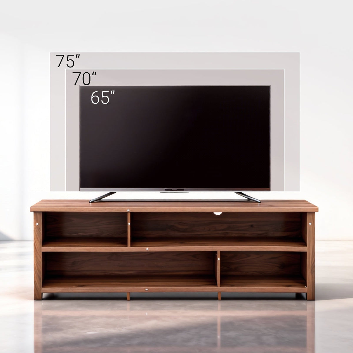 Dark Brown Particle Board TV Stand, 70.07"×15.75"×24.4" Double Layer Entertainment Center with Open Storage Shelves, Modern TV Console for Living Room & Bedroom